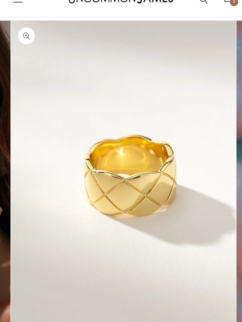 Uncommon James Polished Gold Quilted Wide Band Ring
